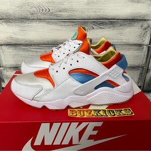 Nike Air Huarache White Safety Orange mens 9.5us